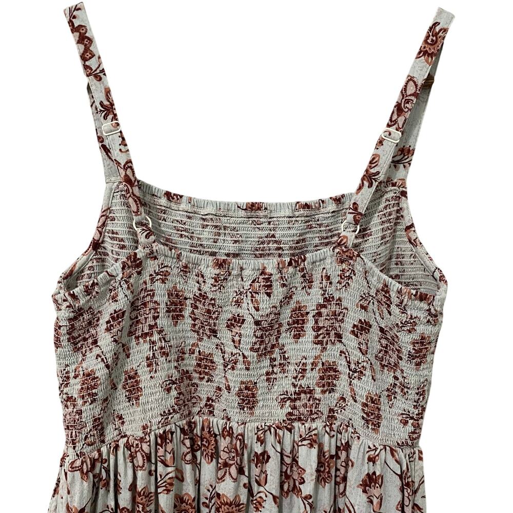 Old Navy Smocked Floral Midi Dress Womens S Pink Gray Adjustable Straps - Picture 5 of 8